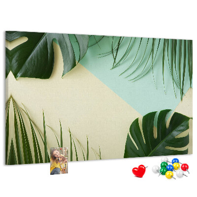 Tableau affichage liège Feuilles tropicales sur fond pastel