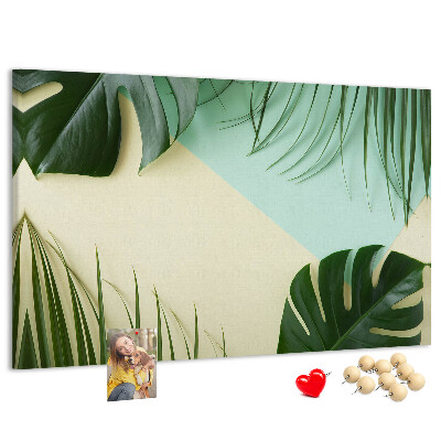 Tableau affichage liège Feuilles tropicales sur fond pastel