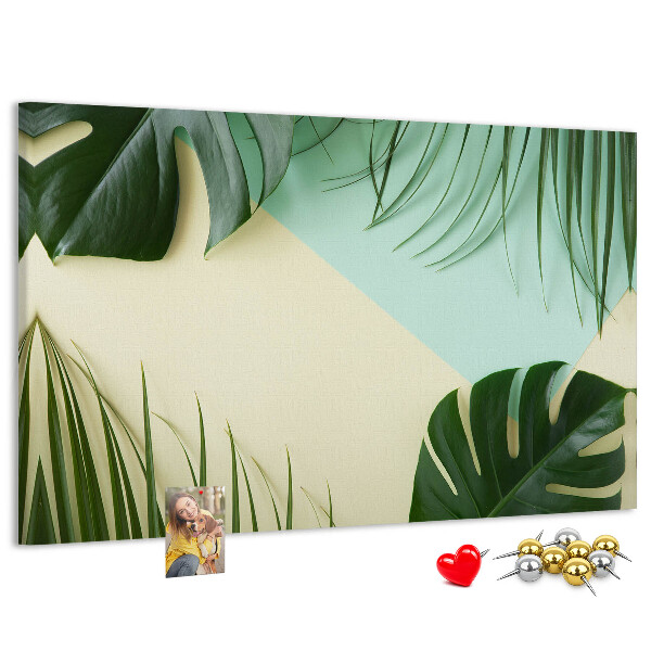 Tableau affichage liège Feuilles tropicales sur fond pastel