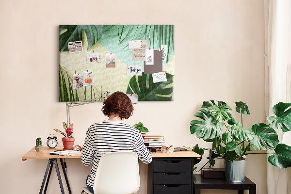 Tableau affichage liège Feuilles tropicales sur fond pastel