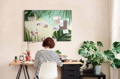 Tableau affichage liège Feuilles tropicales sur fond pastel