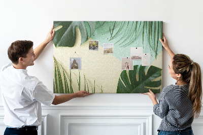 Tableau affichage liège Feuilles tropicales sur fond pastel