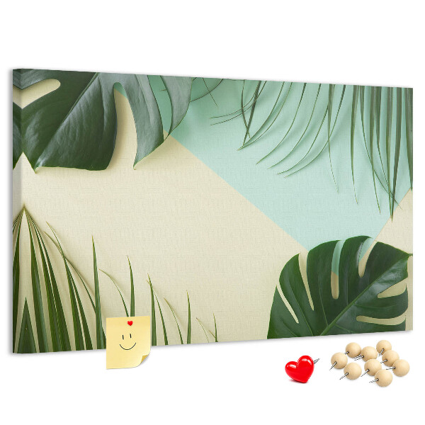 Tableau affichage liège Feuilles tropicales sur fond pastel