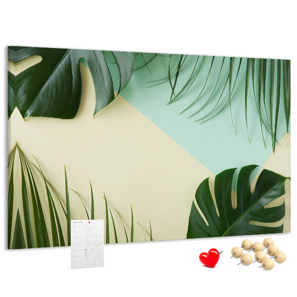 Tableau affichage liège Feuilles tropicales sur fond pastel