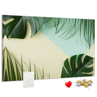 Tableau affichage liège Feuilles tropicales sur fond pastel