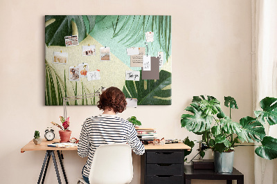 Tableau affichage liège Feuilles tropicales sur fond pastel