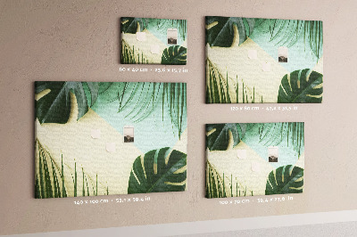 Tableau affichage liège Feuilles tropicales sur fond pastel