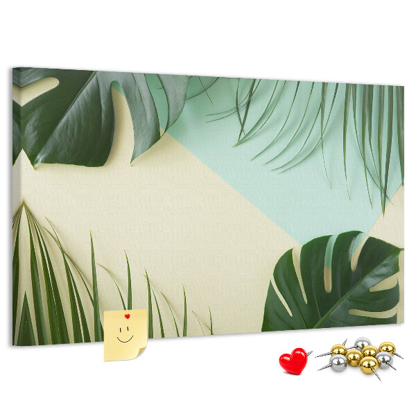 Tableau affichage liège Feuilles tropicales sur fond pastel