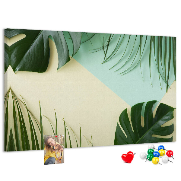 Tableau affichage liège Feuilles tropicales sur fond pastel