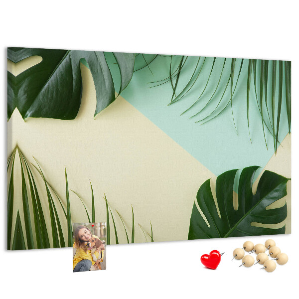 Tableau affichage liège Feuilles tropicales sur fond pastel