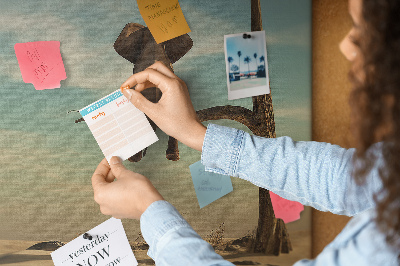Tableau affichage liège Un éléphant sur une branche dans un paysage désertique