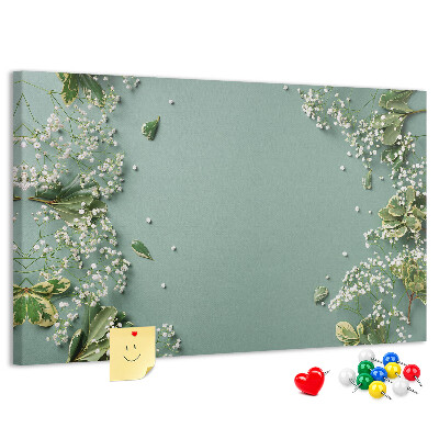 Tableau de liège Motif floral sur fond vert