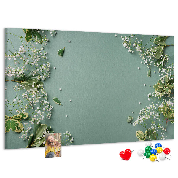 Tableau de liège Motif floral sur fond vert