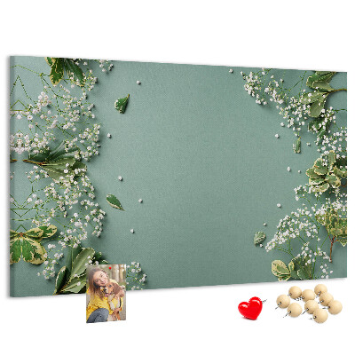 Tableau de liège Motif floral sur fond vert