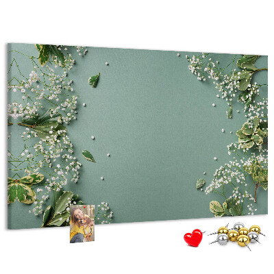 Tableau de liège Motif floral sur fond vert