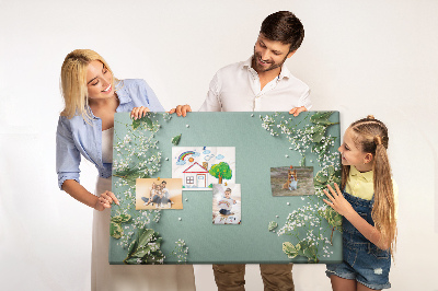 Tableau de liège Motif floral sur fond vert