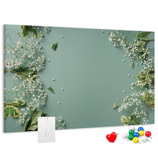Tableau de liège Motif floral sur fond vert