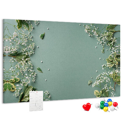Tableau de liège Motif floral sur fond vert