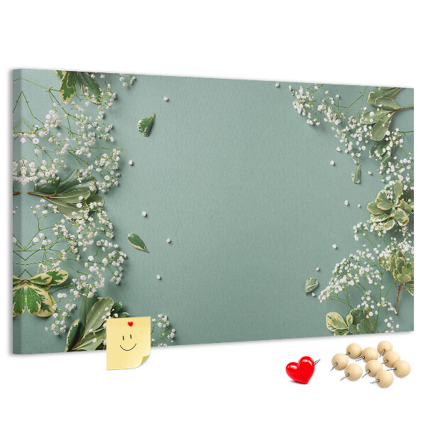 Tableau de liège Motif floral sur fond vert