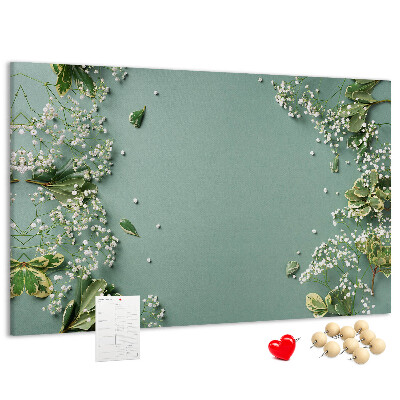 Tableau de liège Motif floral sur fond vert