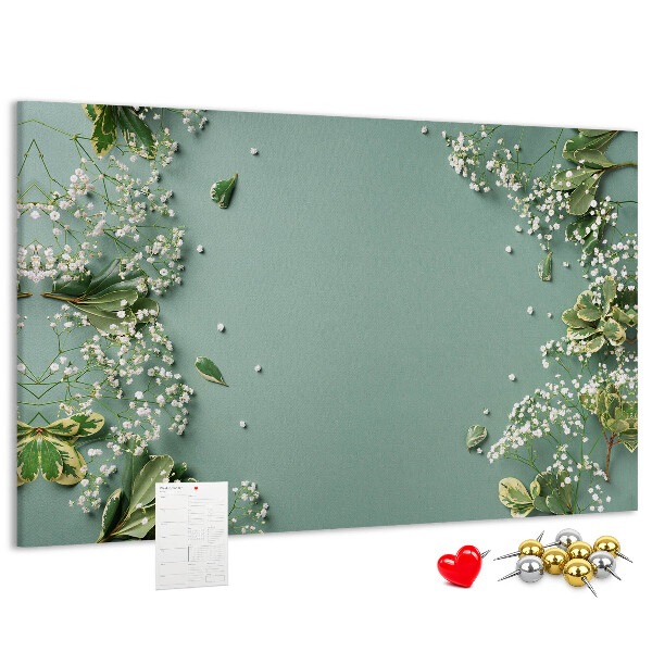 Tableau de liège Motif floral sur fond vert