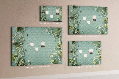 Tableau de liège Motif floral sur fond vert