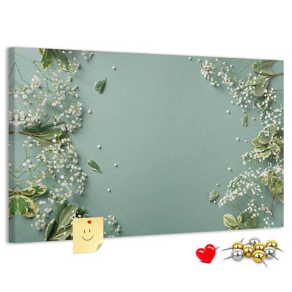 Tableau de liège Motif floral sur fond vert