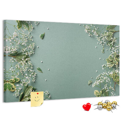 Tableau de liège Motif floral sur fond vert