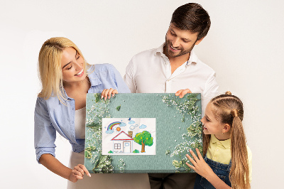 Tableau de liège Motif floral sur fond vert