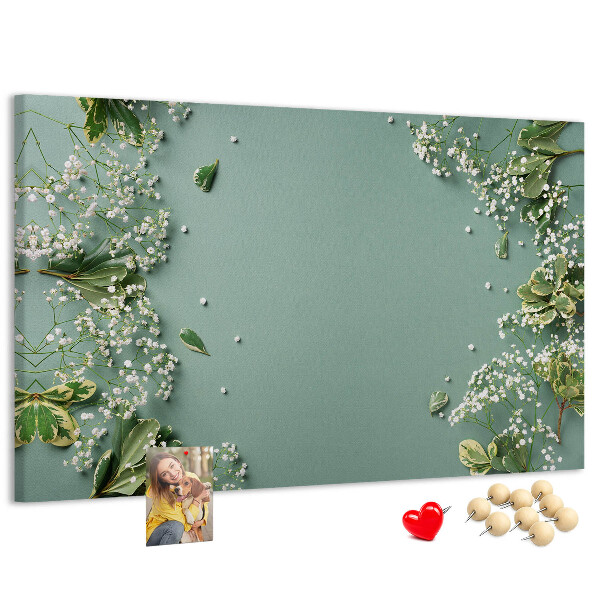 Tableau de liège Motif floral sur fond vert