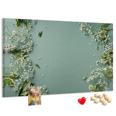 Tableau de liège Motif floral sur fond vert