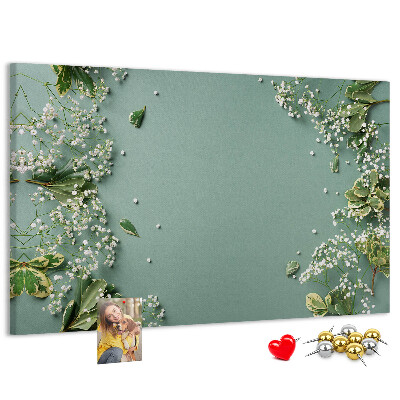 Tableau de liège Motif floral sur fond vert