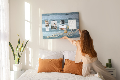 Tableau en liège Paysage marin avec coquillages et ficelle