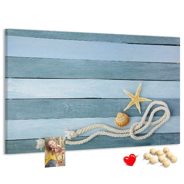 Tableau en liège Paysage marin avec coquillages et ficelle