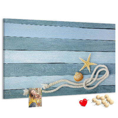 Tableau en liège Paysage marin avec coquillages et ficelle