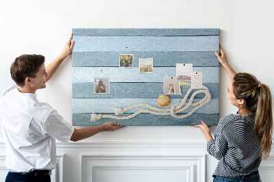 Tableau en liège Paysage marin avec coquillages et ficelle