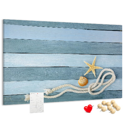 Tableau en liège Paysage marin avec coquillages et ficelle