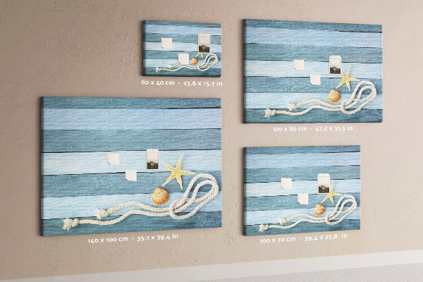 Tableau en liège Paysage marin avec coquillages et ficelle