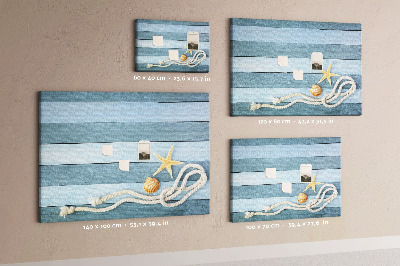Tableau en liège Paysage marin avec coquillages et ficelle