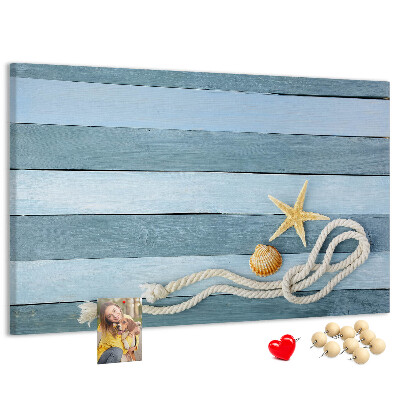 Tableau en liège Paysage marin avec coquillages et ficelle