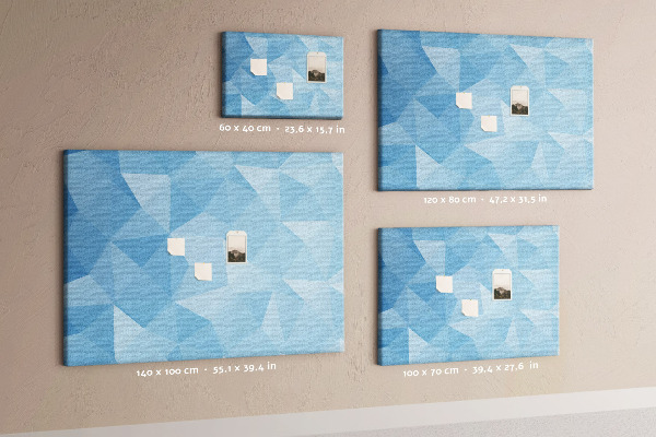Tableau en liège Triangles géométriques bleus dans des nuances