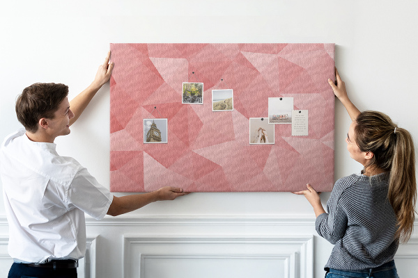 Tableau en liège Géométrie dans des tons de rose et de beige