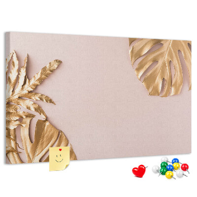 Tableau en liège Feuilles dorées sur un fond délicat