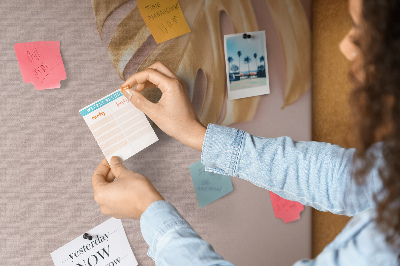 Tableau en liège Feuilles dorées sur un fond délicat