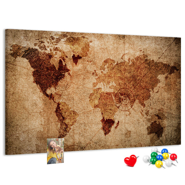 Tableau de liège Une carte du monde antique aux tons chauds