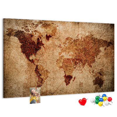 Tableau de liège Une carte du monde antique aux tons chauds