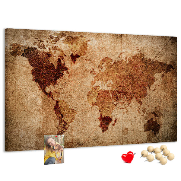 Tableau de liège Une carte du monde antique aux tons chauds
