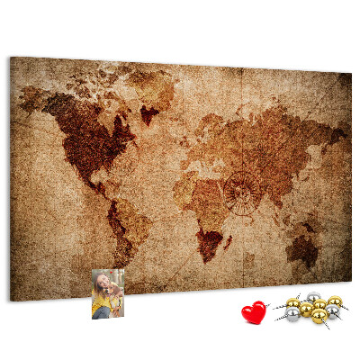 Tableau de liège Une carte du monde antique aux tons chauds