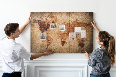 Tableau de liège Une carte du monde antique aux tons chauds