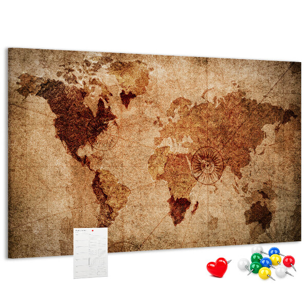 Tableau de liège Une carte du monde antique aux tons chauds